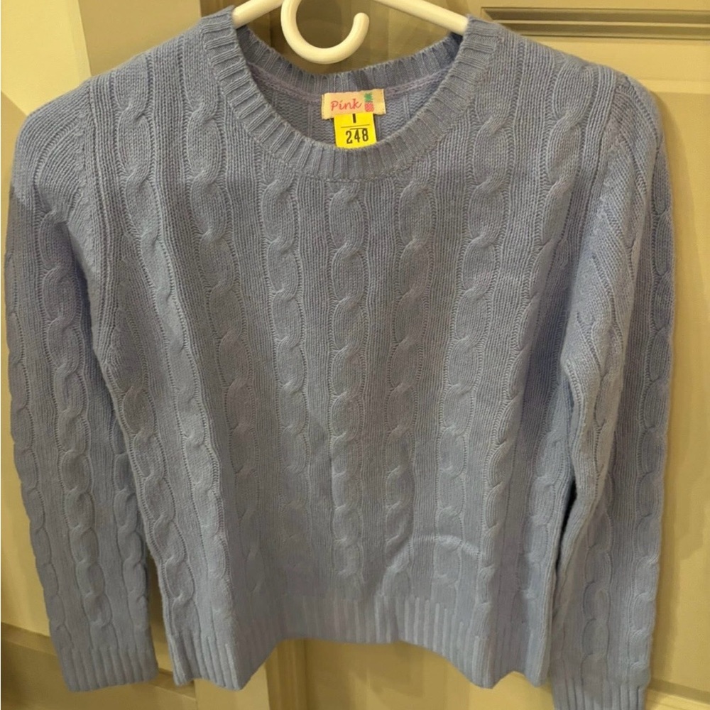 Pink Pineapple Cashmere Cable Knit Sweater